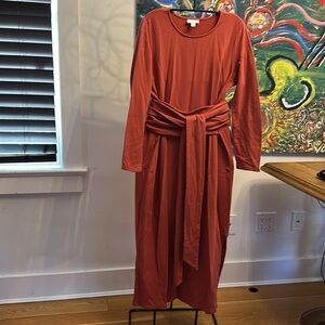 J Jill Dress in gorgeous rust color, wrapped waist belt in MP